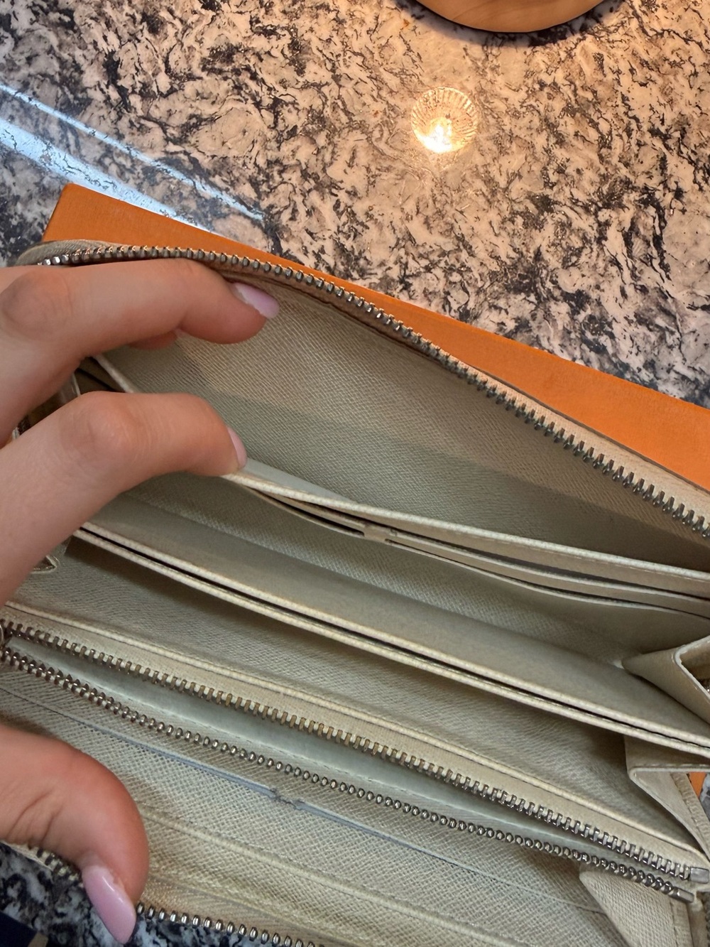 Louis Vuitton Cream Epi Zip Wallet with Silver Hardware - Picture 14 of 16